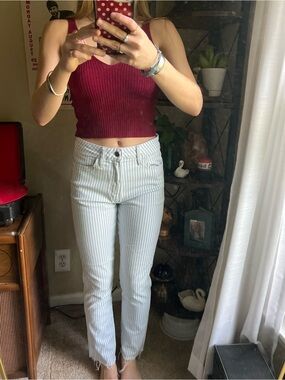 Joes The Luna high rise cigarette ankle blue and white striped jeans 26” cotton